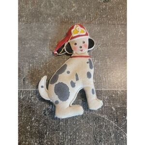 Plush Dalmatian dog firefighter ornament Xmas decor